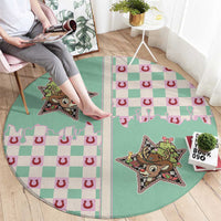 Western Yoke Round Carpet Rudolph Cowboy Christmas Retro Style - Wonder Print Shop