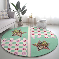 Western Yoke Round Carpet Rudolph Cowboy Christmas Retro Style - Wonder Print Shop