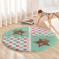 Western Yoke Round Carpet Rudolph Cowboy Christmas Retro Style - Wonder Print Shop