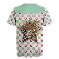 Western Yoke Rugby Jersey Rudolph Cowboy Christmas Retro Style - Wonder Print Shop