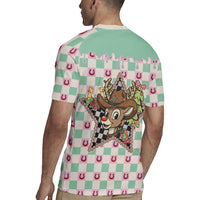 Western Yoke Rugby Jersey Rudolph Cowboy Christmas Retro Style - Wonder Print Shop