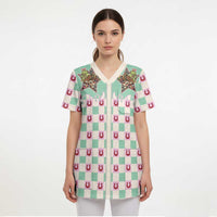 Western Yoke Scrub Top Rudolph Cowboy Christmas Retro Style - Wonder Print Shop