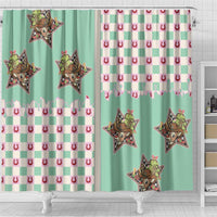 Western Yoke Shower Curtain Rudolph Cowboy Christmas Retro Style - Wonder Print Shop
