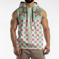 Western Yoke Sleeveless Hoodie Rudolph Cowboy Christmas Retro Style - Wonder Print Shop
