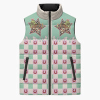 Western Yoke Sleeveless Puffer Jacket Rudolph Cowboy Christmas Retro Style - Wonder Print Shop