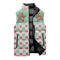 Western Yoke Sleeveless Puffer Jacket Rudolph Cowboy Christmas Retro Style - Wonder Print Shop