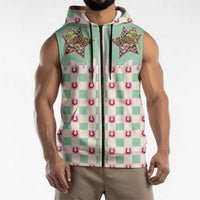 Western Yoke Sleeveless Zip Hoodie Rudolph Cowboy Christmas Retro Style - Wonder Print Shop