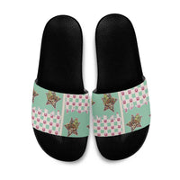 Western Yoke Slide Sandals Rudolph Cowboy Christmas Retro Style - Wonder Print Shop
