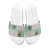 Western Yoke Slide Sandals Rudolph Cowboy Christmas Retro Style - Wonder Print Shop