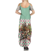 Western Yoke Summer Maxi Dress Rudolph Cowboy Christmas Retro Style - Wonder Print Shop