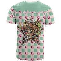 Western Yoke T Shirt Rudolph Cowboy Christmas Retro Style - Wonder Print Shop