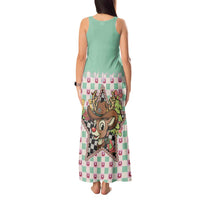 Western Yoke Tank Maxi Dress Rudolph Cowboy Christmas Retro Style - Wonder Print Shop