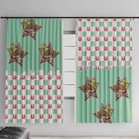 Western Yoke Window Curtain Rudolph Cowboy Christmas Retro Style - Wonder Print Shop