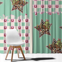 Western Yoke Window Curtain Rudolph Cowboy Christmas Retro Style - Wonder Print Shop