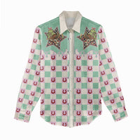 Western Yoke Women Casual Shirt Rudolph Cowboy Christmas Retro Style - Wonder Print Shop