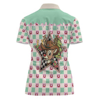 Western Yoke Women Polo Shirt Rudolph Cowboy Christmas Retro Style - Wonder Print Shop