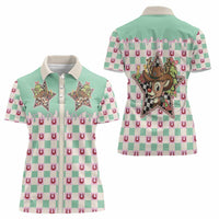 Western Yoke Women Polo Shirt Rudolph Cowboy Christmas Retro Style - Wonder Print Shop