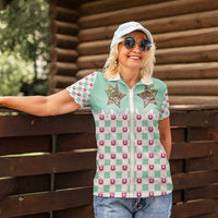 Western Yoke Women Polo Shirt Rudolph Cowboy Christmas Retro Style - Wonder Print Shop