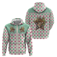 Western Yoke Zip Hoodie Rudolph Cowboy Christmas Retro Style - Wonder Print Shop