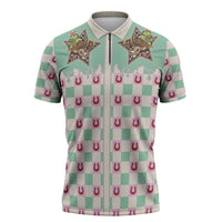 Western Yoke Zipper Polo Shirt Rudolph Cowboy Christmas Retro Style - Wonder Print Shop