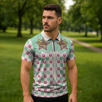 Western Yoke Zipper Polo Shirt Rudolph Cowboy Christmas Retro Style - Wonder Print Shop