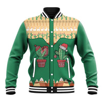 Western Yoke Baseball Jacket Cactus Christmas Cute Style - Wonder Print Shop