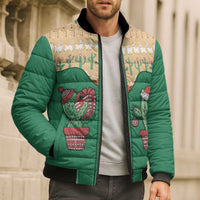 Western Yoke Bomber Puffer Jacket Cactus Christmas Cute Style - Wonder Print Shop