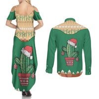 Western Yoke Couples Matching Summer Maxi Dress and Long Sleeve Button Shirt Cactus Christmas Cute Style - Wonder Print Shop