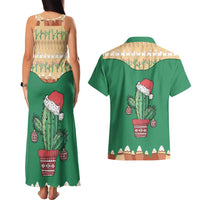 Western Yoke Couples Matching Tank Maxi Dress and Hawaiian Shirt Cactus Christmas Cute Style - Wonder Print Shop
