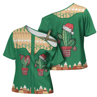 Western Yoke Cross Shoulder Shirt Cactus Christmas Cute Style - Wonder Print Shop