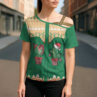 Western Yoke Cross Shoulder Shirt Cactus Christmas Cute Style - Wonder Print Shop