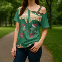 Western Yoke Cross Shoulder Shirt Cactus Christmas Cute Style - Wonder Print Shop