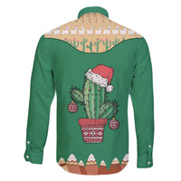Western Yoke Family Matching Long Sleeve Bodycon Dress and Hawaiian Shirt Cactus Christmas Cute Style - Wonder Print Shop