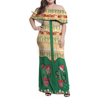 Western Yoke Family Matching Off Shoulder Maxi Dress and Hawaiian Shirt Cactus Christmas Cute Style - Wonder Print Shop