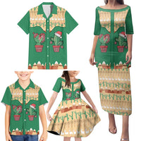 Western Yoke Family Matching Puletasi and Hawaiian Shirt Cactus Christmas Cute Style - Wonder Print Shop