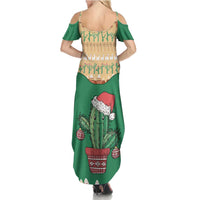 Western Yoke Family Matching Summer Maxi Dress and Hawaiian Shirt Cactus Christmas Cute Style - Wonder Print Shop