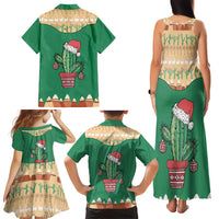 Western Yoke Family Matching Tank Maxi Dress and Hawaiian Shirt Cactus Christmas Cute Style - Wonder Print Shop