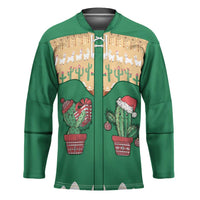 Western Yoke Hockey Jersey Cactus Christmas Cute Style - Wonder Print Shop