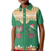 Western Yoke Kid Polo Shirt Cactus Christmas Cute Style - Wonder Print Shop