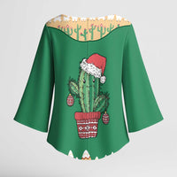 Western Yoke Kimono Sleeve Blouse Cactus Christmas Cute Style - Wonder Print Shop