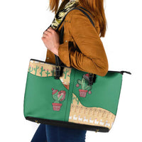 Western Yoke Leather Tote Bag Cactus Christmas Cute Style - Wonder Print Shop