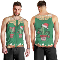 Western Yoke Men Tank Top Cactus Christmas Cute Style - Wonder Print Shop