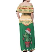 Western Yoke Off Shoulder Maxi Dress Cactus Christmas Cute Style - Wonder Print Shop