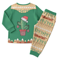 Western Yoke Christmas Pajama Set Cactus Christmas Cute Style - Wonder Print Shop