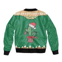 Western Yoke Sleeve Zip Bomber Jacket Cactus Christmas Cute Style - Wonder Print Shop