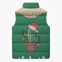 Western Yoke Sleeveless Puffer Jacket Cactus Christmas Cute Style - Wonder Print Shop