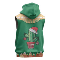 Western Yoke Sleeveless Zip Hoodie Cactus Christmas Cute Style - Wonder Print Shop