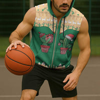 Western Yoke Sleeveless Zip Hoodie Cactus Christmas Cute Style - Wonder Print Shop