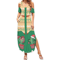 Western Yoke Summer Maxi Dress Cactus Christmas Cute Style - Wonder Print Shop