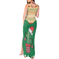 Western Yoke Tank Maxi Dress Cactus Christmas Cute Style - Wonder Print Shop